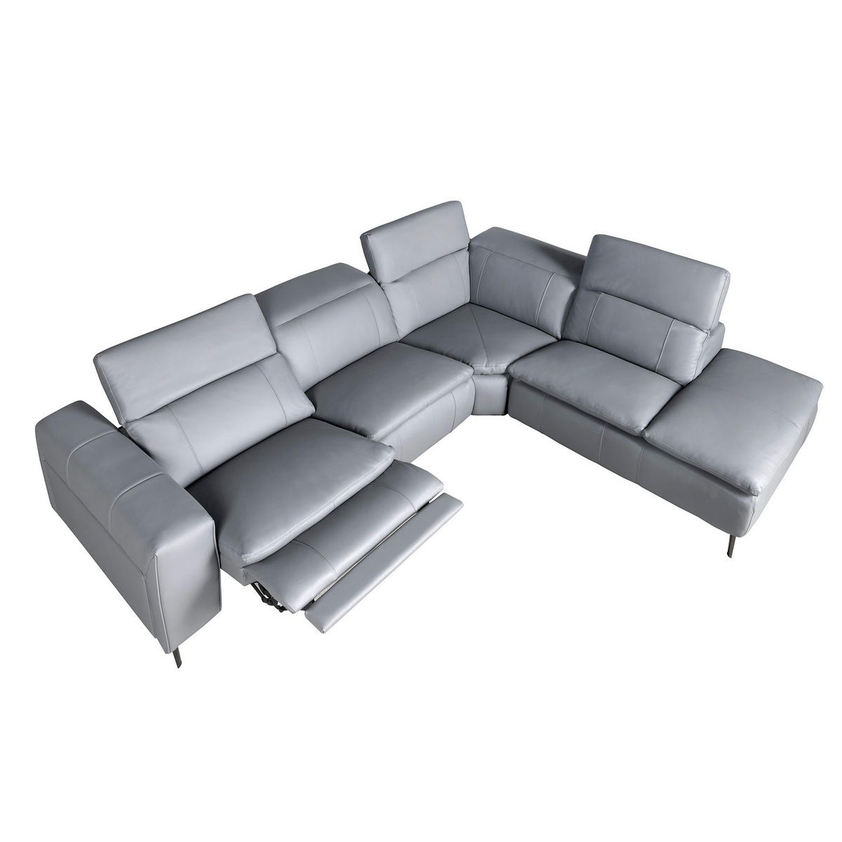 ECKSOFA Ecke Grau Geschwärzter Stahl 330/224/100 cm - Grau, Leder/Metall (330/224cm) - ANGEL CERDA