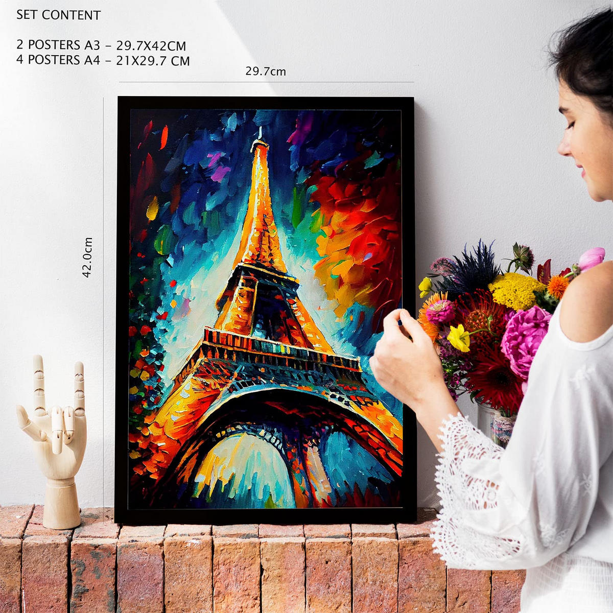 POSTER Set Mit 6 Hoch Aufragend Im Ölgemälde Stil A3 & A4 Weißer Rahmen - Weiß, Papier (29/3cm) - Nacnic