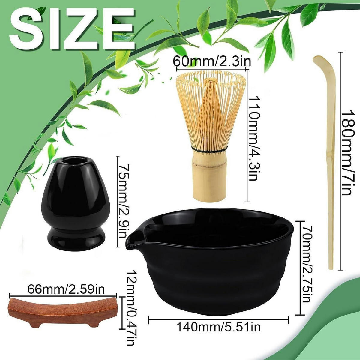 MATCHA Set 5-teilig Schwarz - Schwarz, Keramik (14/7.5/18cm)