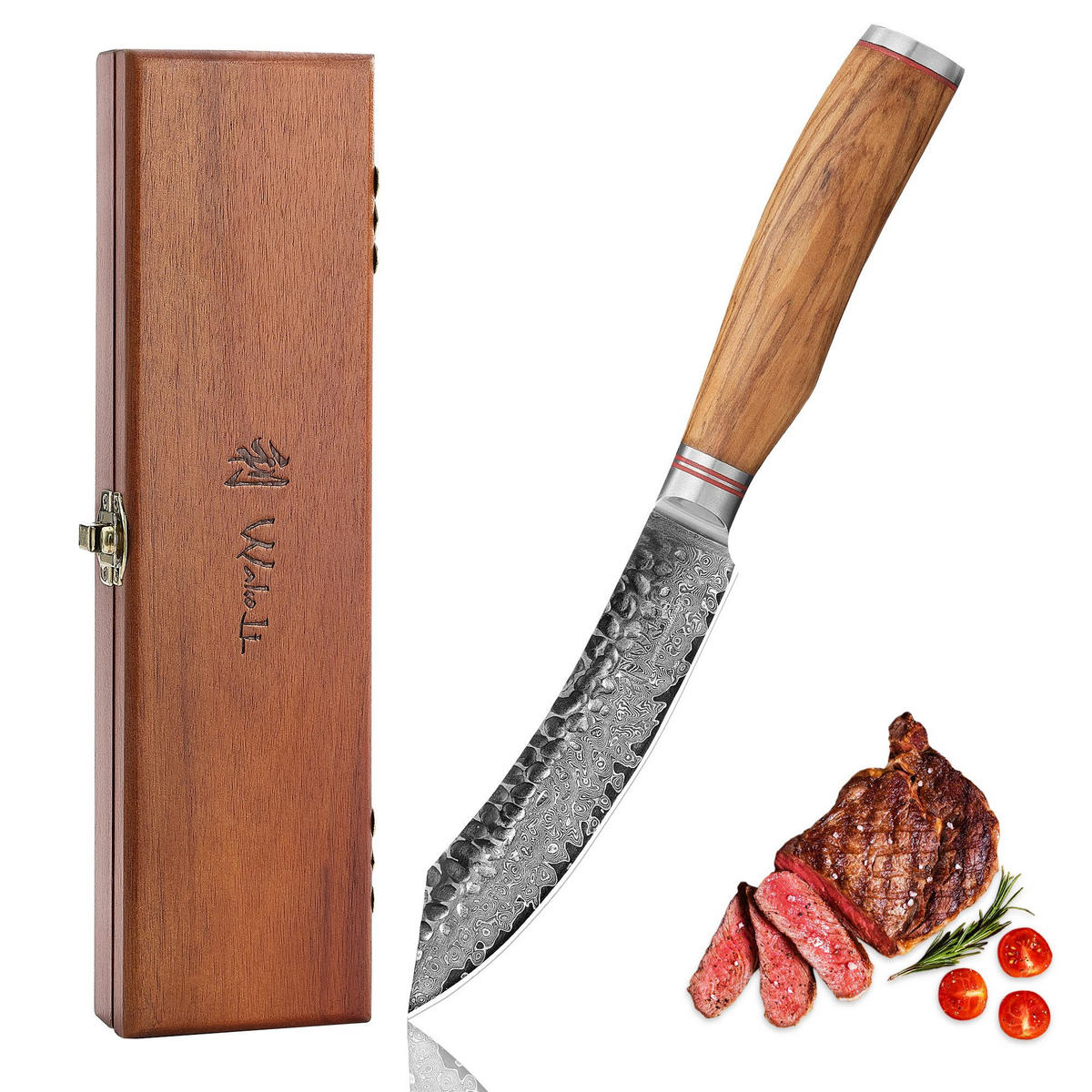STEAKMESSER 12,5 cm - Braun, Holz/Metall (24cm) - Wakoli