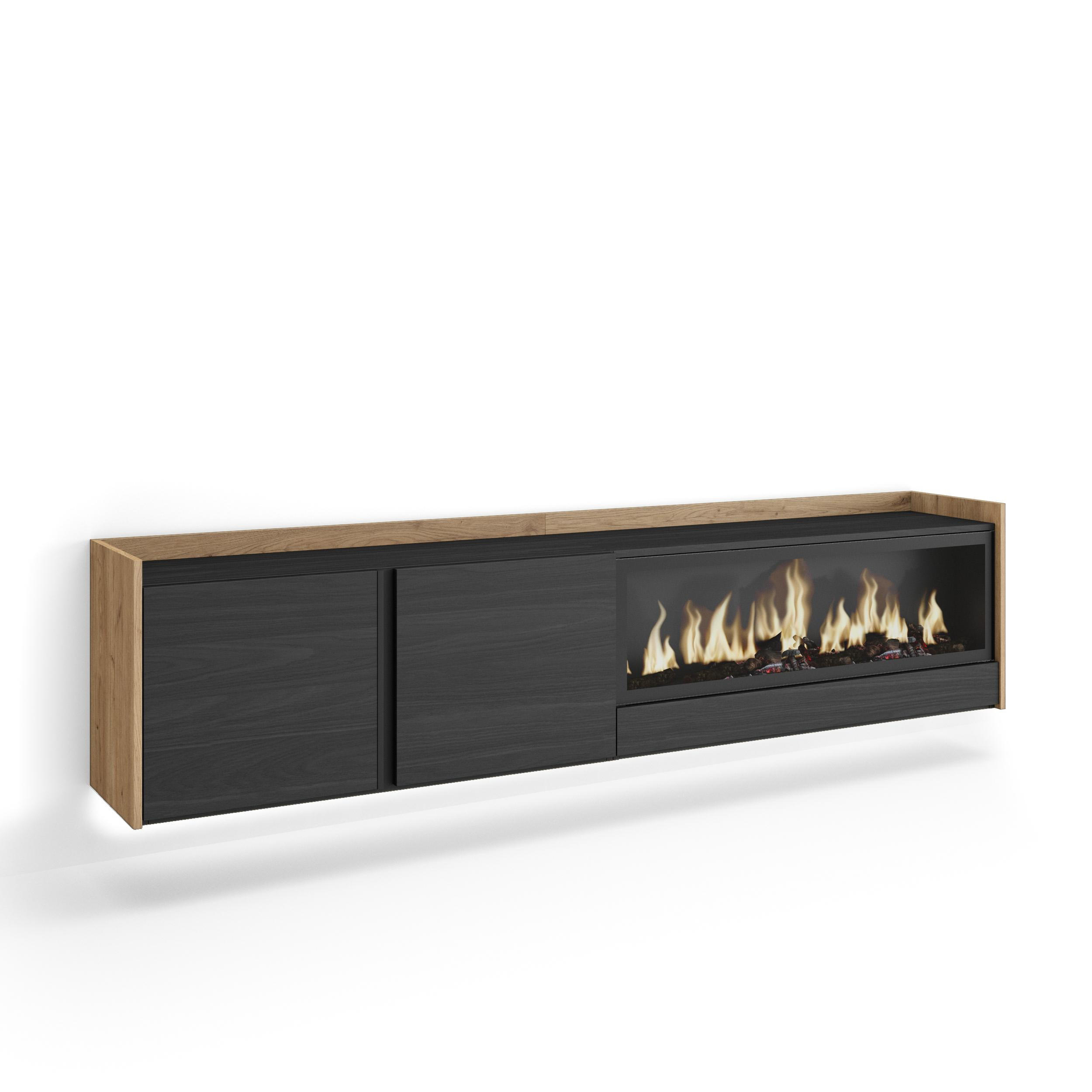 Skraut Home Lowboard, Schwarz 212x50x35 cm
