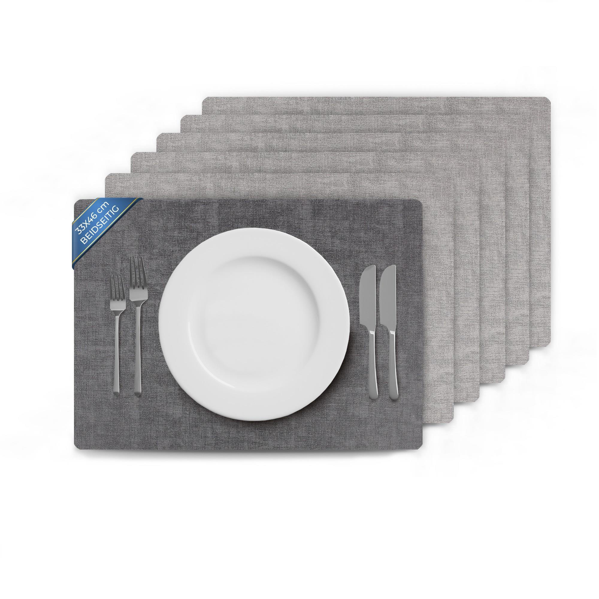 Bestlivings TISCHSET Lederoptik 46x33 cm Grau/Dunkelgrau (Struktur) 6er-Set jetzt nur online ➤