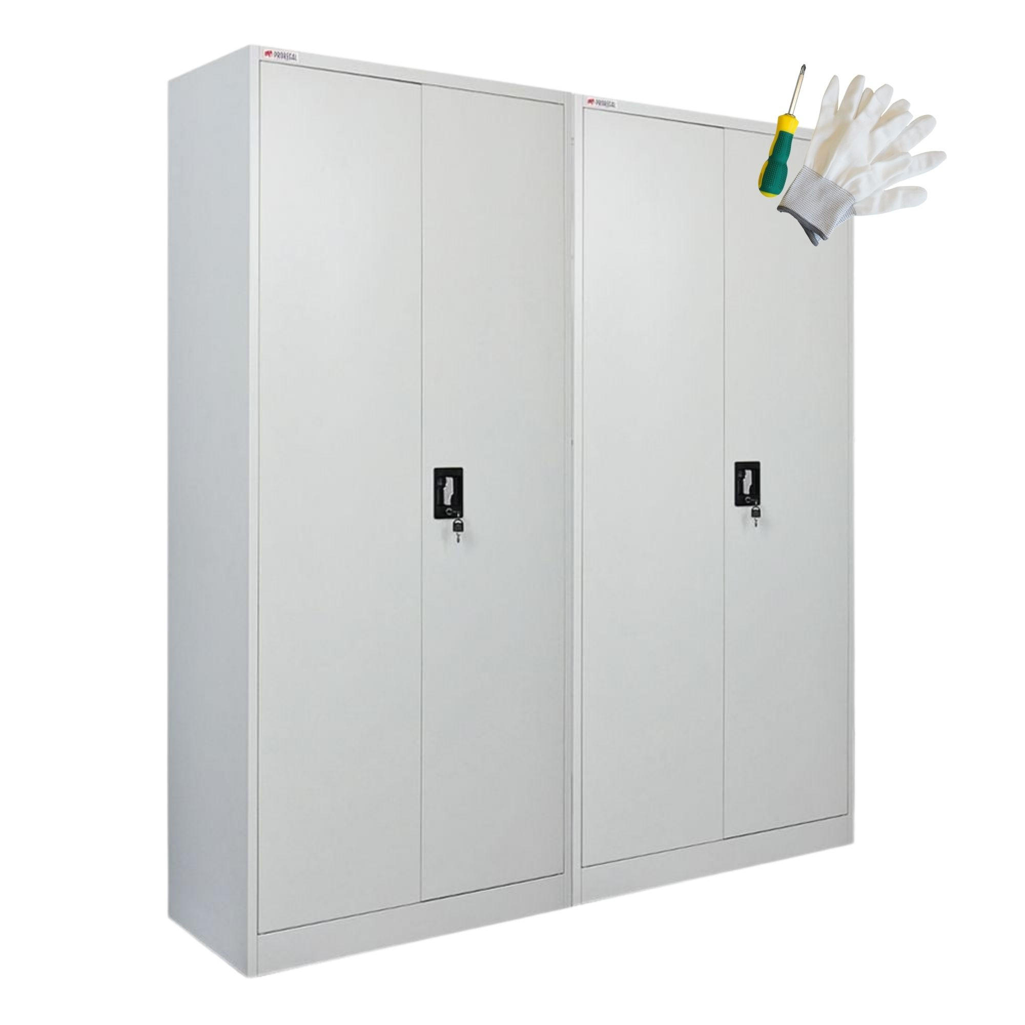 FLÜGELTÜRENSCHRANK Elephant 2er-Set 180x80x40cm 6 Fächern & Kleiderstange Lichtgrau - Hellgrau, Metall (160/180/40cm) - PROREGAL