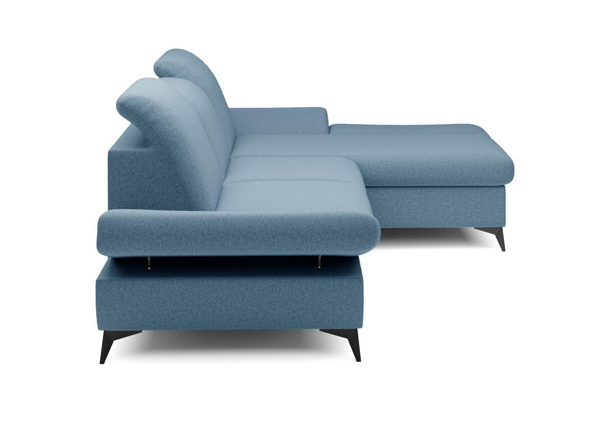 ECKSOFA FELICE R-S Blau Geflochtener Stoff mit Schlaffunktion - Blau, Holz (284/166cm) - MASSENO