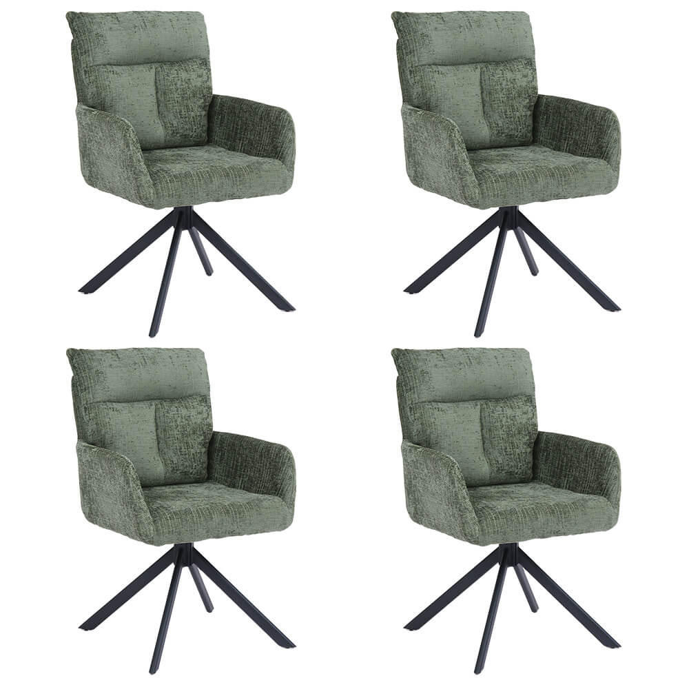 ESSZIMMERSTUHL ALUNA - Chenille Grün, 4 - Grün, Kunststoff/Metall (66/91/72.5cm) - Home Deluxe
