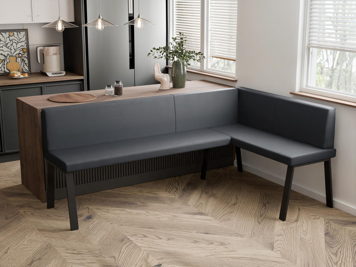 ECKBANK rechts MONO Y Kunstleder glatt, 128/168 cm Grau - Grau, Kunststoff/Textil (128/168cm) - Idohome