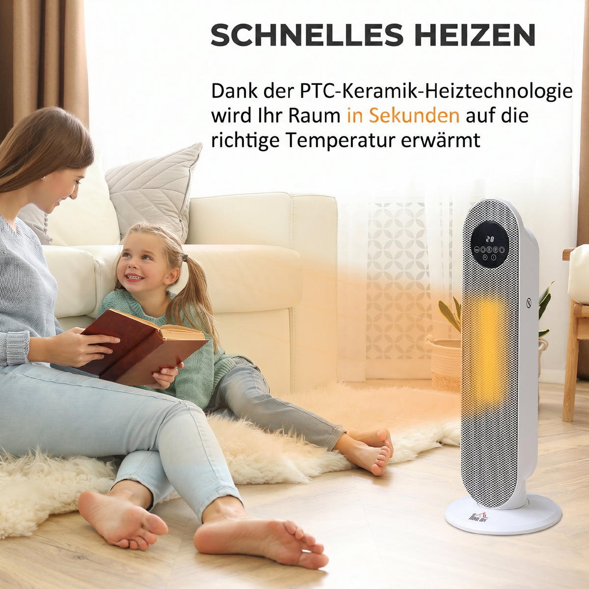 HEIZLÜFTER Kunststoff Weiß - Weiß, Kunststoff (21/63.5/21cm) - HOMCOM