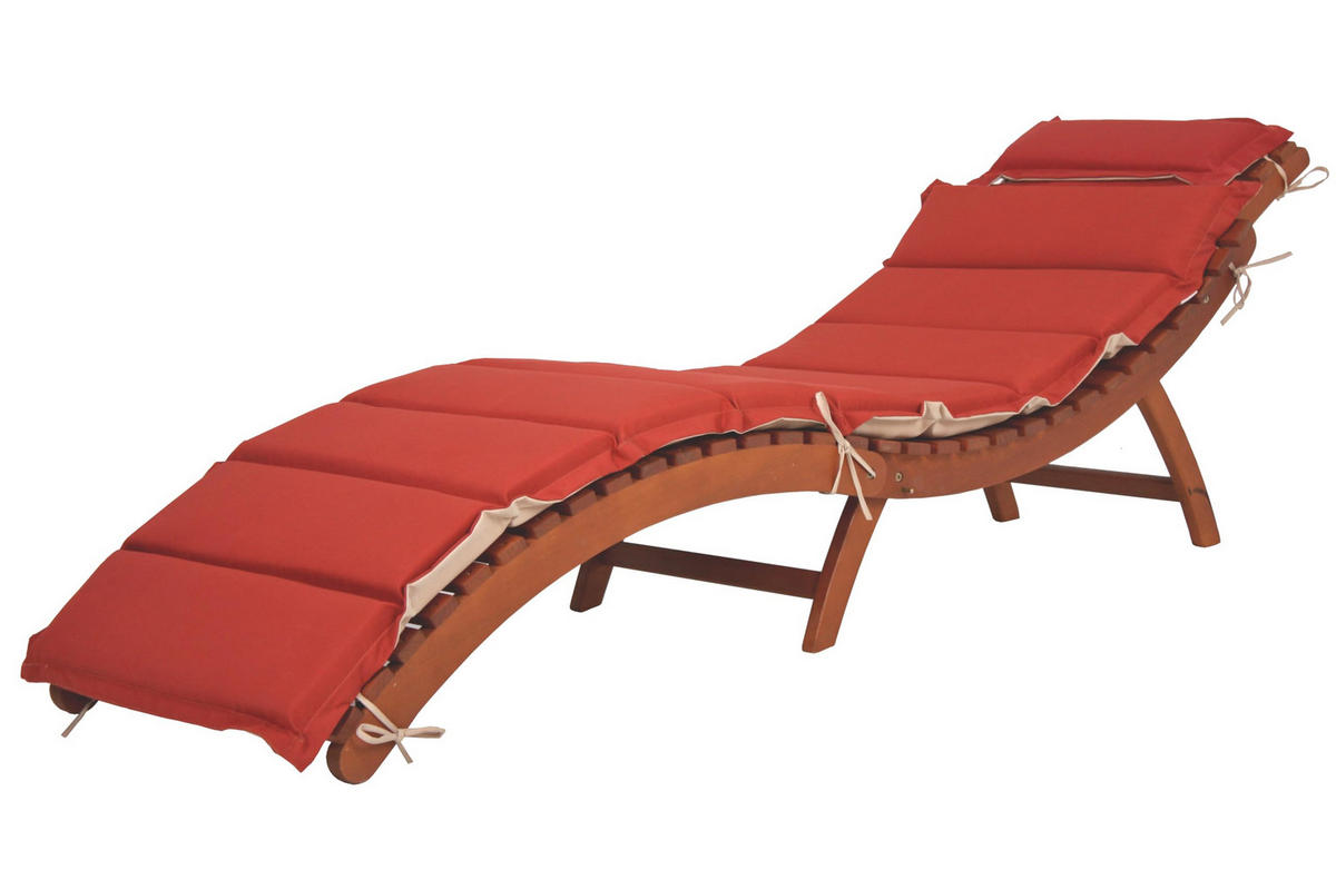 SONNENLIEGE Georg Faltbar mit Auflage Eukalyptus Gartenliege - Naturfarben, Holz (55/56/186cm) - DELUKE