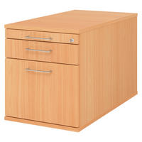 ROLLCONTAINER - mit Hängeregistratur 80/42,8/51,2 cm in Buchefarben Bügelgriff (Metall) - Buchefarben, Holzwerkstoff (42.8/51.2/80cm) - bümö
