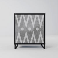SIDEBOARD SHARP EDGES, Schwarz, 57,5x42x67,5 cm, Schwarze Metall-Rahmenfüße - Multicolor/Schwarz, Holzwerkstoff/Metall (57.5/67.5/42cm) - SpaceRebels