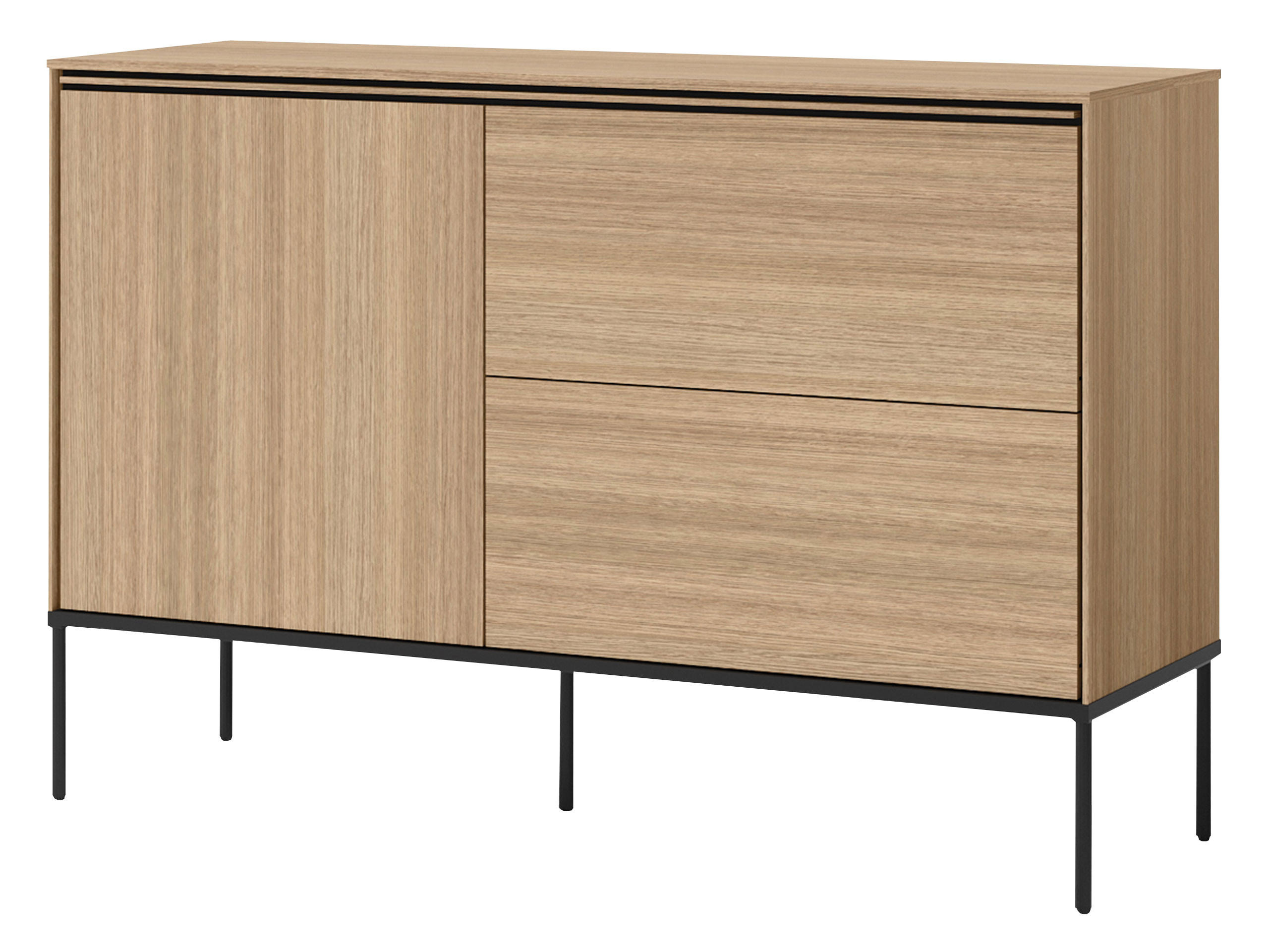 KOMMODE Visso 1D2S VI-03 - Eichefarben/Schwarz, Holzwerkstoff/Metall (127/85/41cm) - MIRJAN24