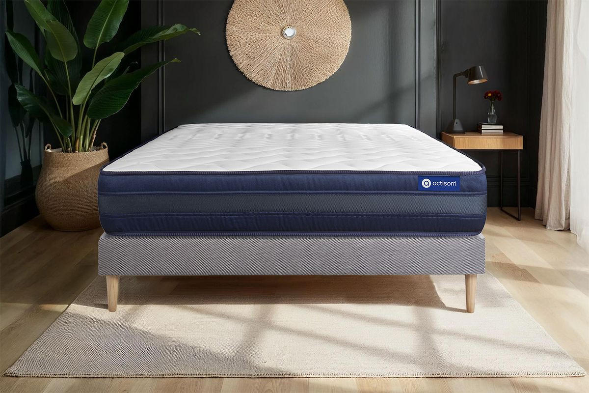 BETT Actimemo tech Memory-Schaum 180 x 220 cm h4 - Kit Bettgestell Grau - Beige/Grau, Karton/Holz (180/220cm) - ACTISOM