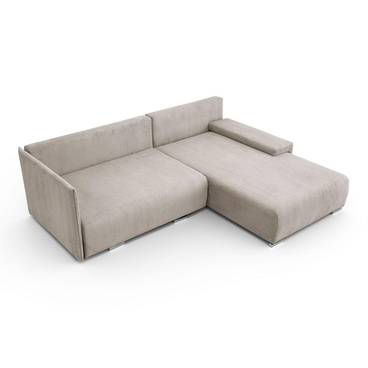 ECKSOFA LAVIO L mit Schlaffunktion und Bettzeugkasten Rechte - Beige, Textil (246/188cm) - Lookway