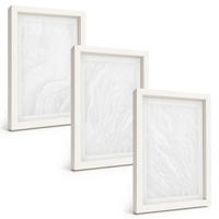 BILDER SET 3er Set - 20x30 cm Weißer Rahmen - Elegante Marmorstruktur - Weiß, Kunststoff (20/30cm) - TULUP