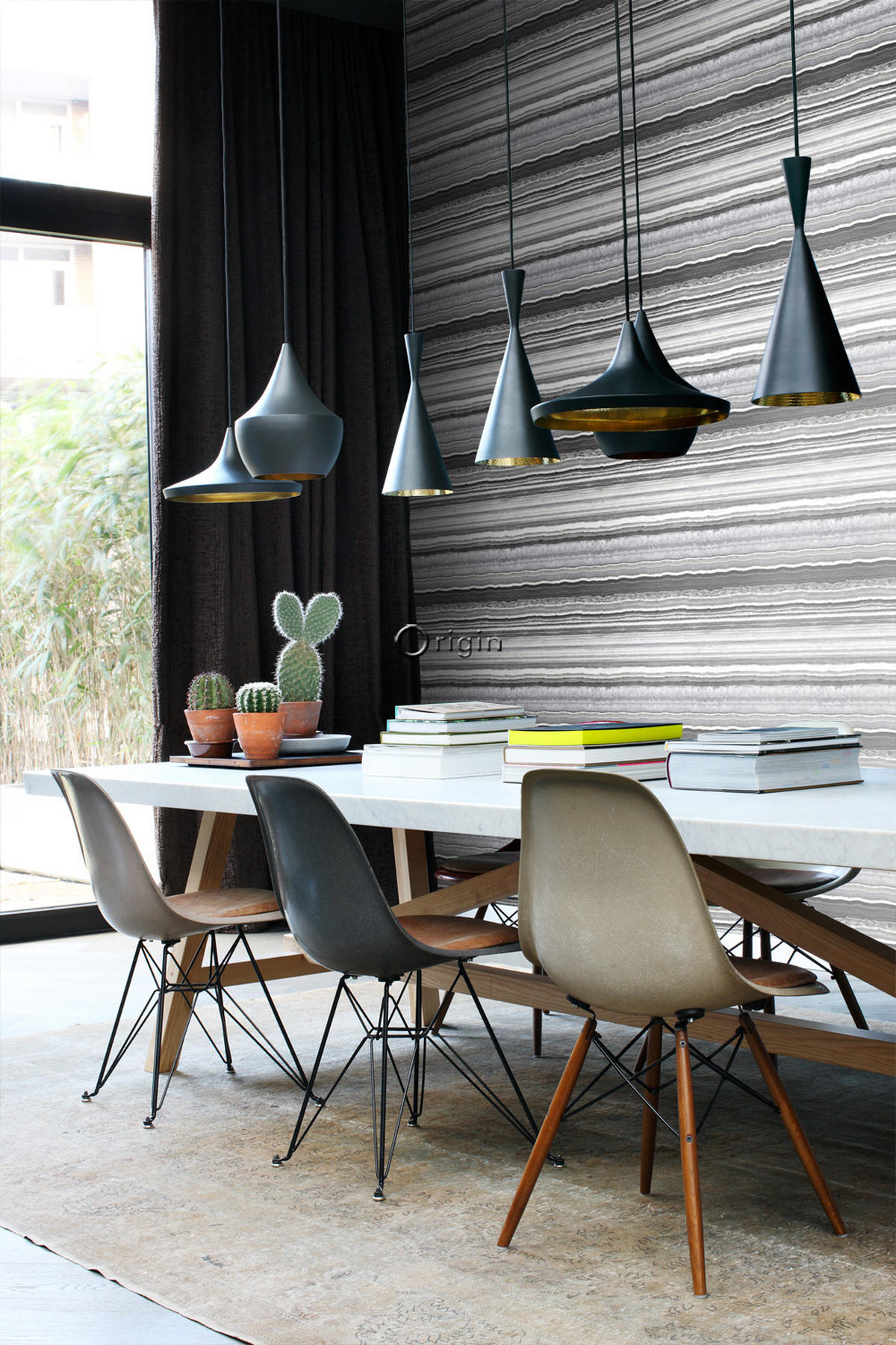 TAPETE Marmor-Optik 53 cm x 10.05 m - Schwarz, Papier (53/1000cm) - Origin Wallcoverings