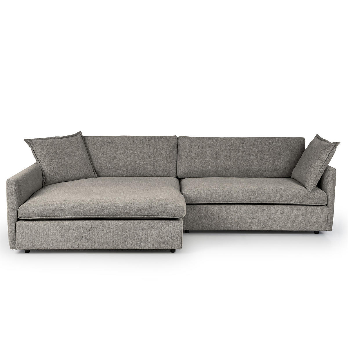 ECKSOFA mit Longchair - Schwarz/Grau, Kunststoff/Textil (290/183cm) - home24