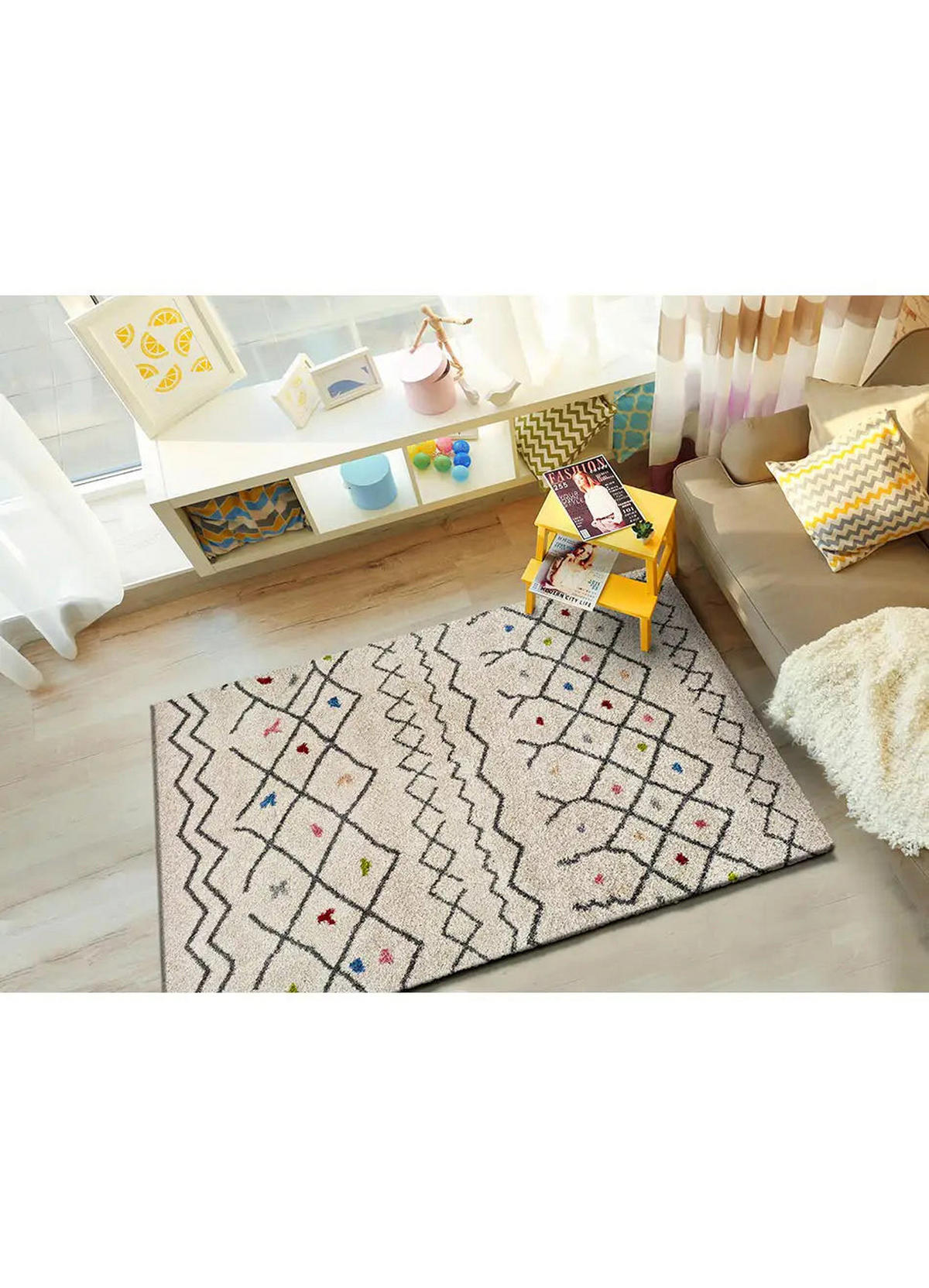 HOCHFLORTEPPICH Weiß Kasbah 133/190 cm - Multicolor/Weiß, Naturmaterialien/Textil (133/190cm) - Atticgo