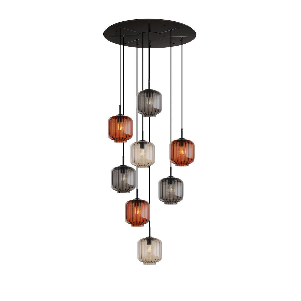 GALERIELEUCHTE Velo 8-flammig Mehrfarbig Ø 20cm - Multicolor/Schwarz, Glas (20/20/20cm) - s.luce