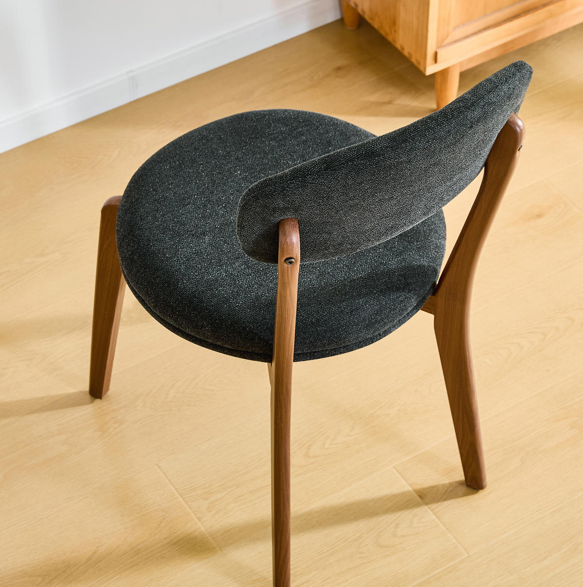 ESSSTUHL 2er-Set 55,5 x 48,5 x 84 cm Leinenstoff Schwarz - Schwarz, Holz (55.5/84/48.5cm) - Meubliv