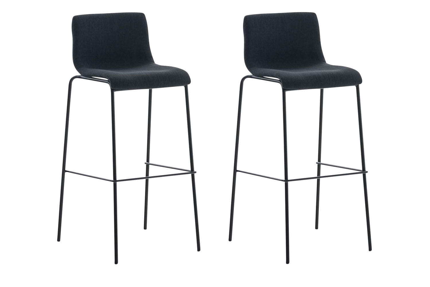 BARHOCKER 2er Set Tenar Stoff Schwarz Schwarz - Schwarz, Textil (43/100/48cm) - DELUKE