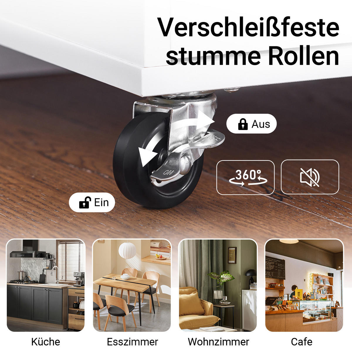 KÜCHENWAGEN auf Rollen Weiß-Natur - Weiß/Naturfarben, Holz/Holzwerkstoff (90/90/40cm) - SoBuy