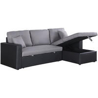 ECKSCHLAFSOFA Alain Grau/Schwarz - Schwarz/Grau, Kunststoff/Textil (221/145cm) - Habitat Garten