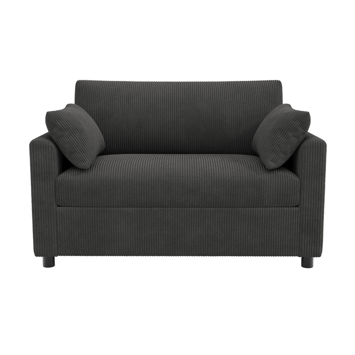 SCHLAFSOFA 2-Sitzer ausziehbar mit USB und Seitentisch, Grau - Grau, Textil (134/84/82cm)