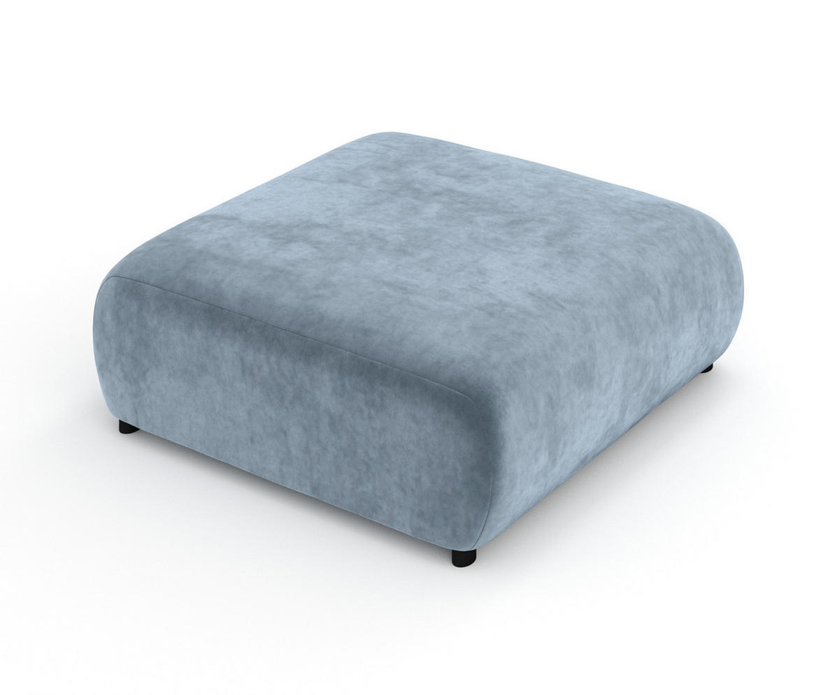 POUF L Zanzibar Blau Grau Samtstoff - Blaugrau/Schwarz, Holz/Holzwerkstoff (110/37/110cm) - Maison de Reve