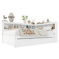 TAGESBETT mit Ausziehbett 140x200 cm Weiß mit USB und Steckdose - Weiß, Holz (140/200cm) - Meubliv