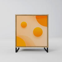 SIDEBOARD ORANGE ARRANGEMENT, Eichefarben, 57,5x42x67,5 cm, Schwarze Metall-Rahmenfüße - Eichefarben/Multicolor, Holzwerkstoff/Metall (57.5/67.5/42cm) - SpaceRebels