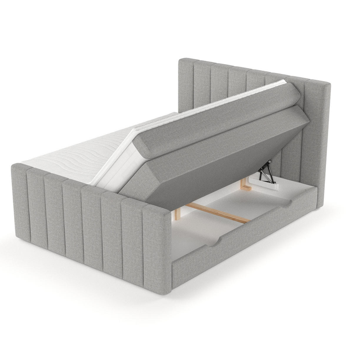 BOXSPRINGBETT Ruby Grau 140/200 cm mit Matratze und Topper - Schwarz/Grau, Holz/Holzwerkstoff (140/200cm) - Maison de Reve
