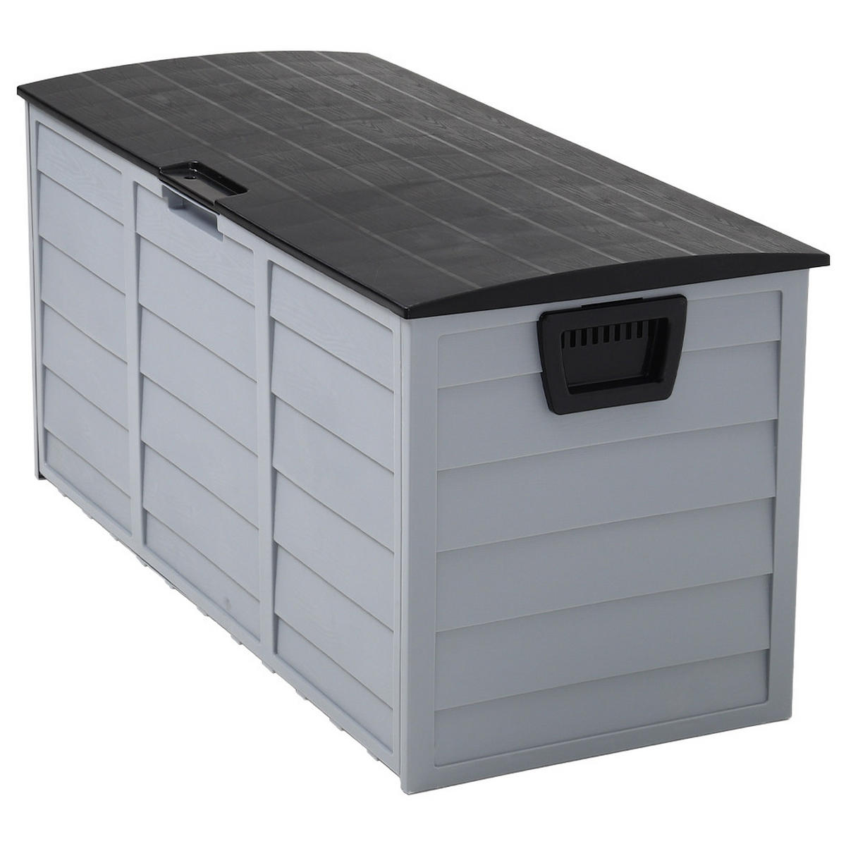 GARTENBOX Kissenbox Auflagenbox 290L aus Kunststoff in Schwarz Abschließbar Wasserdicht Wetterfest für Garten, Terrasse oder Balkon - Schwarz/Grau, Kunststoff (112/54/49cm) - Livingandhome