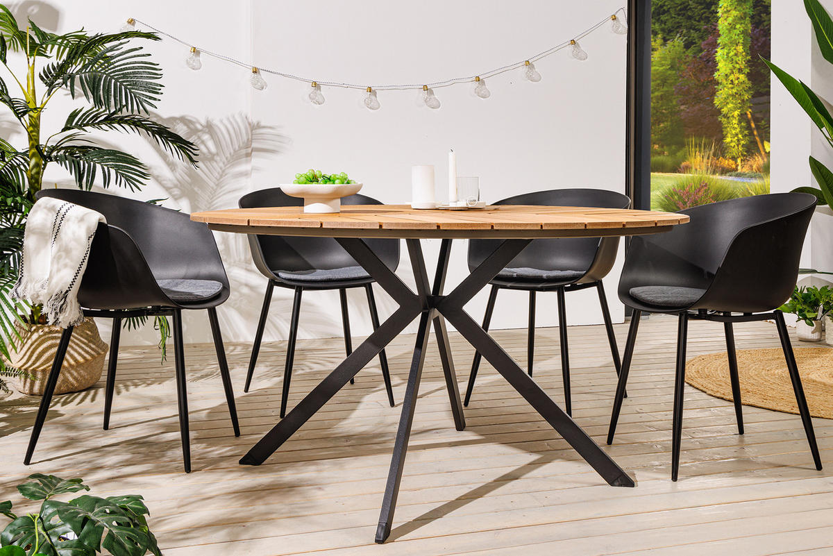 GARTENTISCH DESIGNO Kunststoff Aluminium Natur 120 cm - Braun, Kunststoff/Metall (120/120/74cm) - riess-ambiente