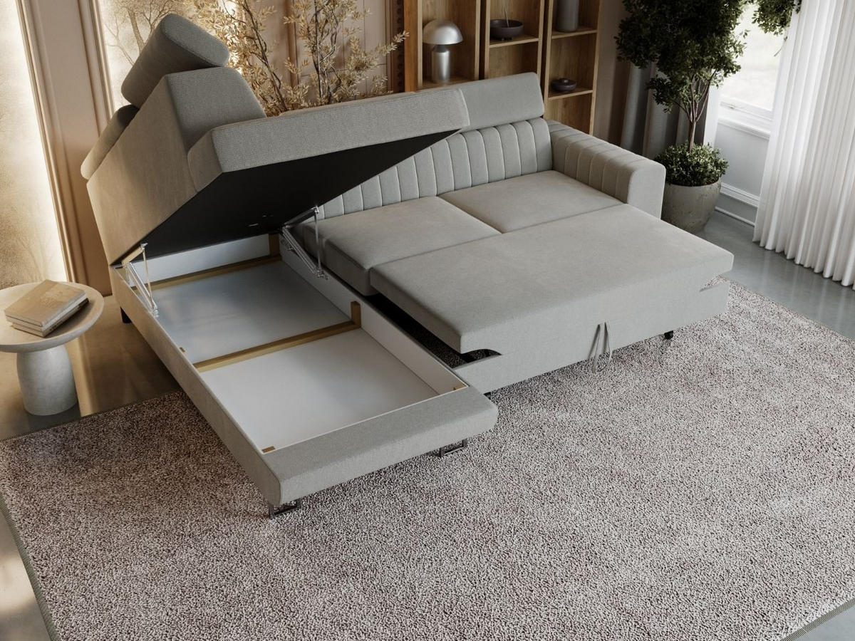 ECKSOFA Berona Grau Links - Grau, Holz/Textil (255/190cm) - Graingold