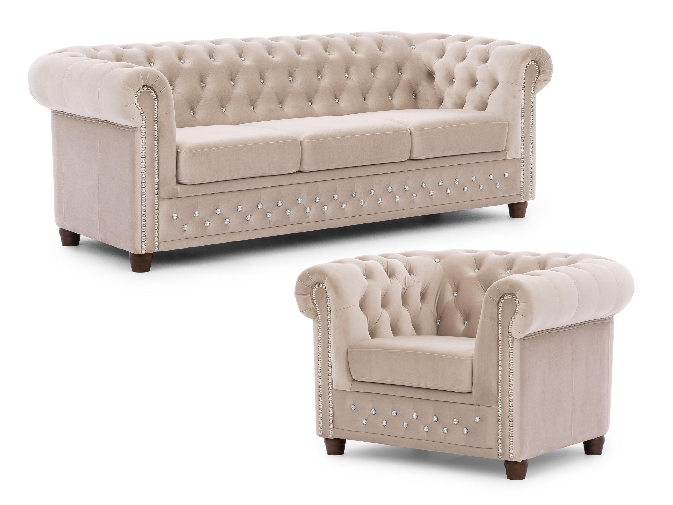 S-Style Sitzgarnitur Beige 203x72x86 cm