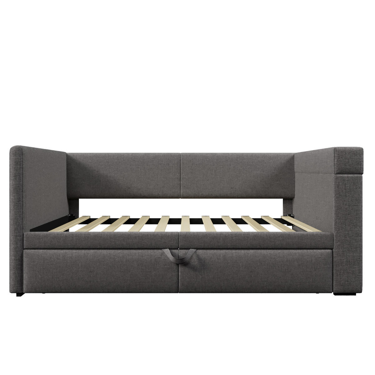 BETT 90/200 cm mit Ausziehbett und USB/Type-C in Grau - Grau, Textil (90/200cm) - BEAOK