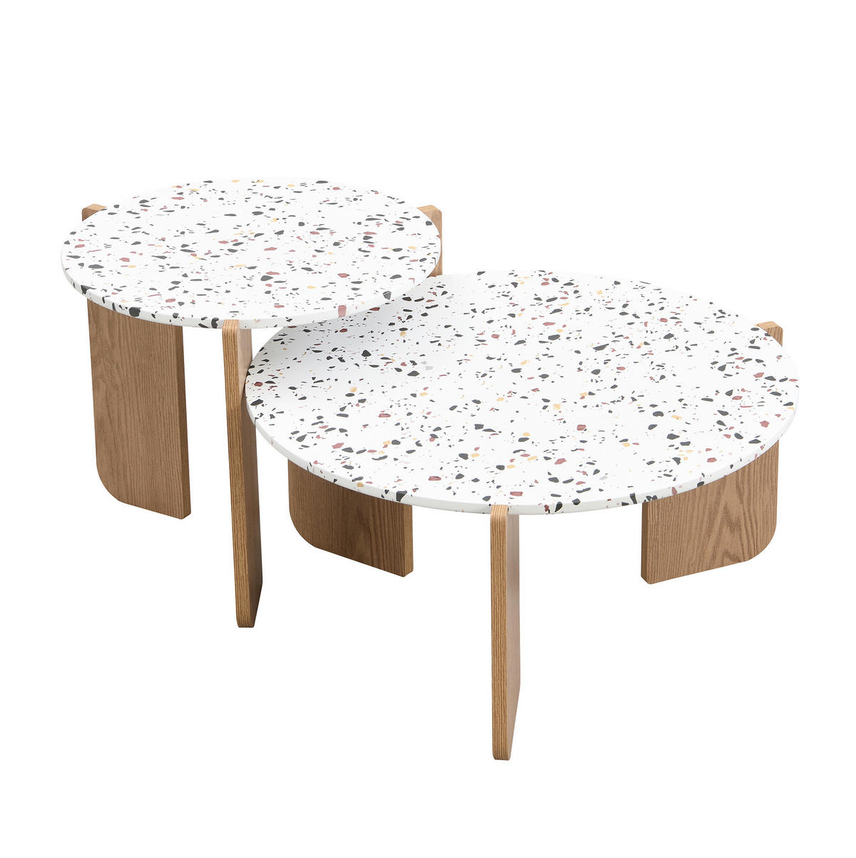 COUCHTISCH-SET 70/70 cm & 50/50 cm aus MDF im Nesting-Design - Weiß, Holzwerkstoff (70/70/35cm) - BEAOK