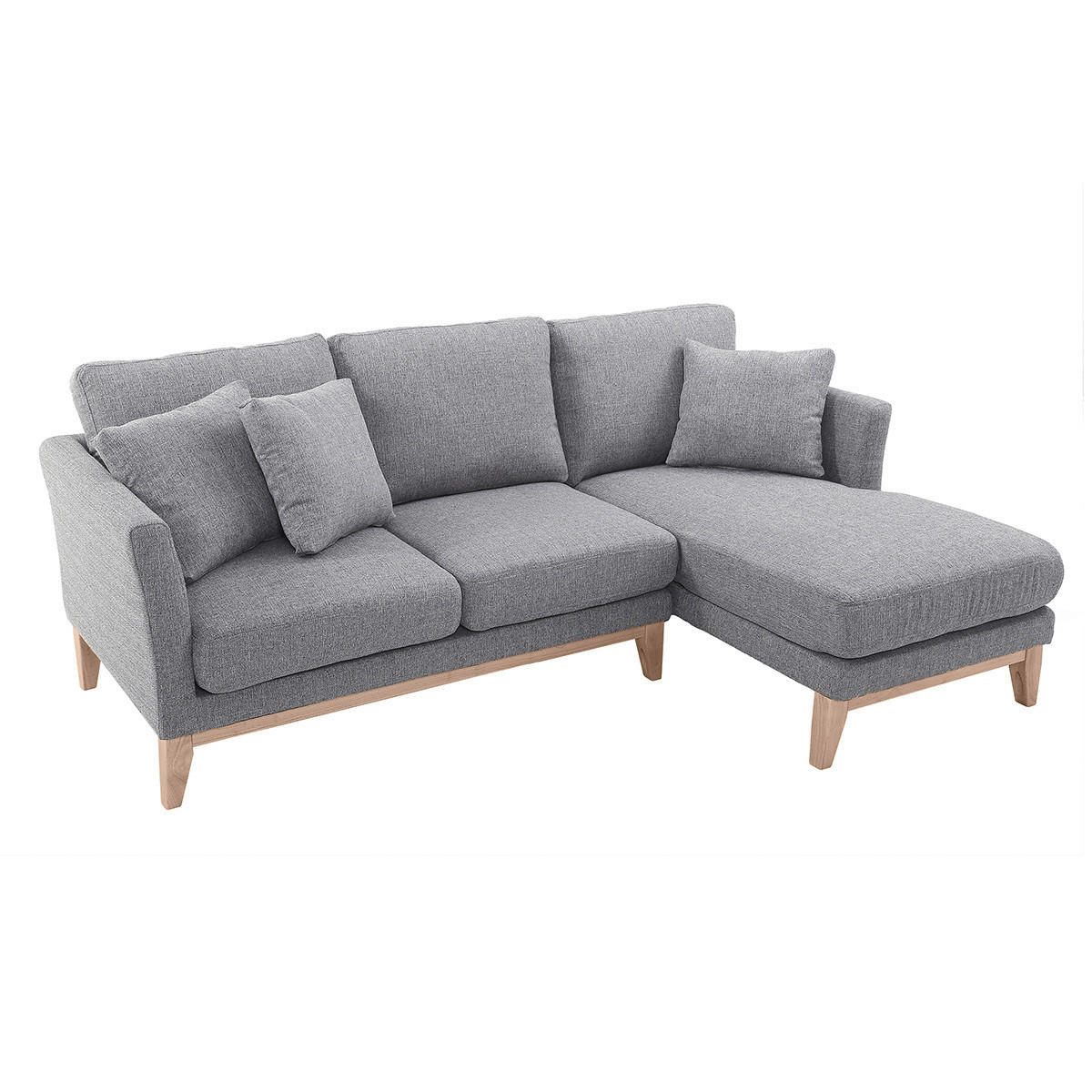 ECKSOFA Rechts Skandinavisch Hellgrau OSLO - Grau, Textil (130/192cm) - Miliboo