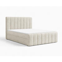 BOXBETT 01 BIS 160 x 200 cm - Vibe - Modernes Polsterbett mit Bettkasten inkl. PU-Schaum-Topper und Federmechanismus - Beige, Holz (160/200cm) - ROYAL24_MARKT
