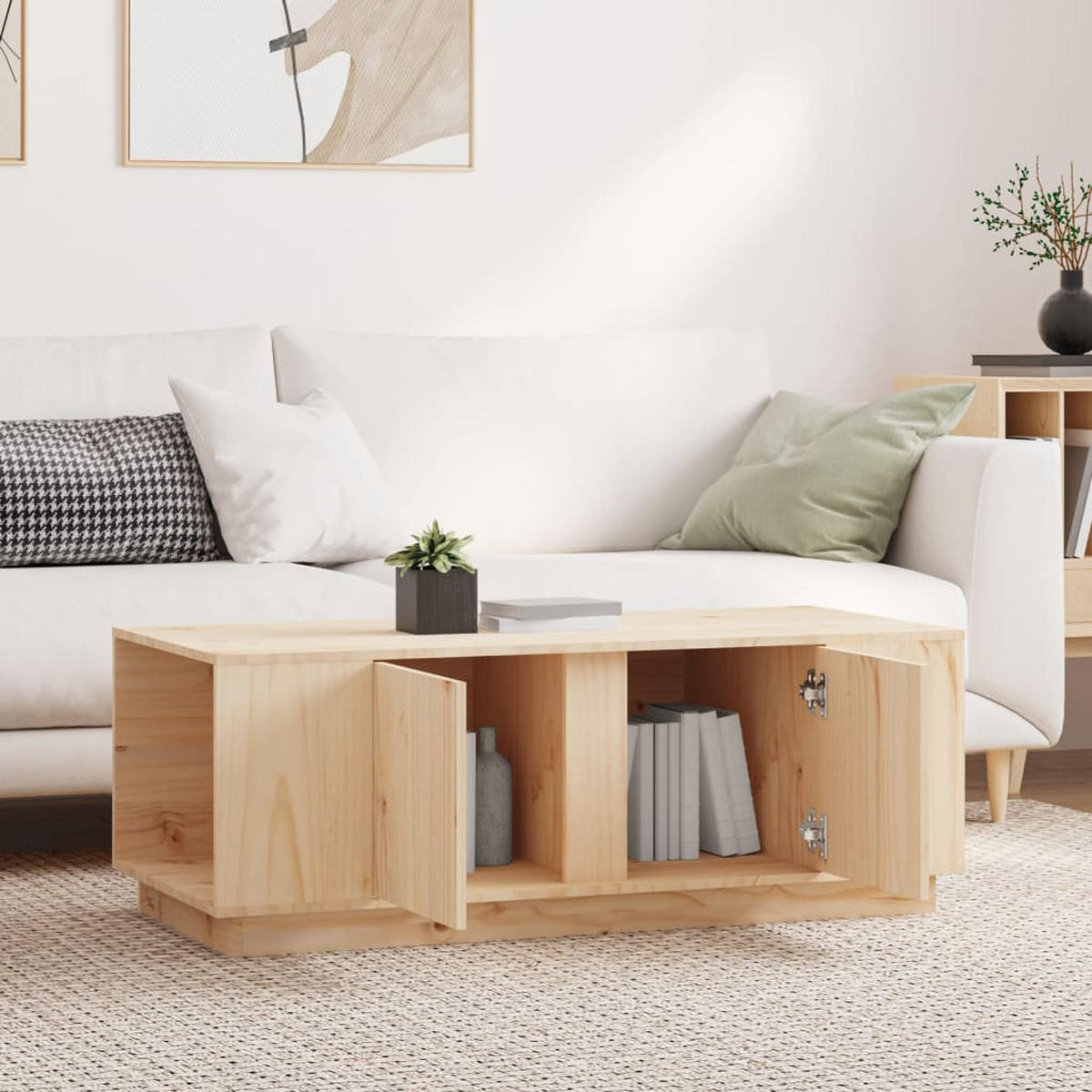 COUCHTISCH 110x50x40 cm Massivholz Kiefer - Braun, Holz (110/50/40cm) - furnicato