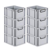 EUROBOX 8x NextGen Color 22x30x40 cm 20 Liter Griffe schwarz zu, Grau - Schwarz/Grau, Kunststoff (30/22/40cm) - PROREGAL