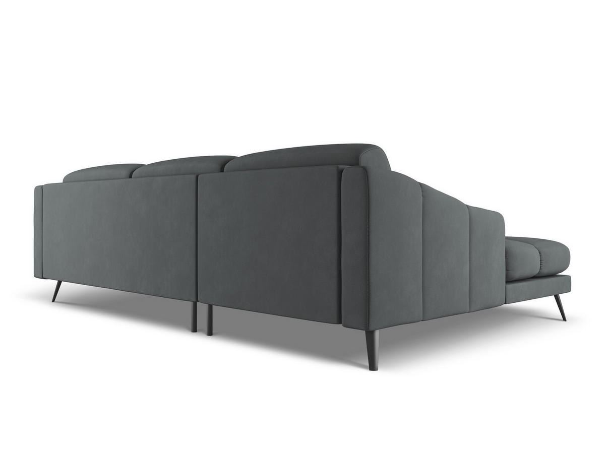 ECKSOFA Rechts Chenille Stoff Grau - Schwarz/Graphitfarben, Textil/Metall (264/160cm) - Makamii