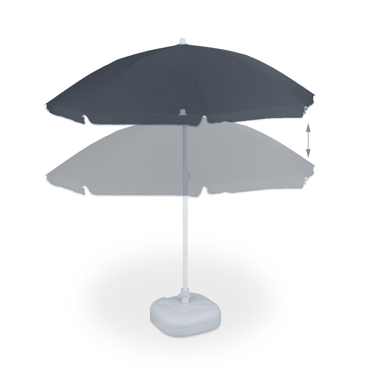 SONNENSCHIRM - Grau, Textil/Metall (180/180cm) - Relaxdays