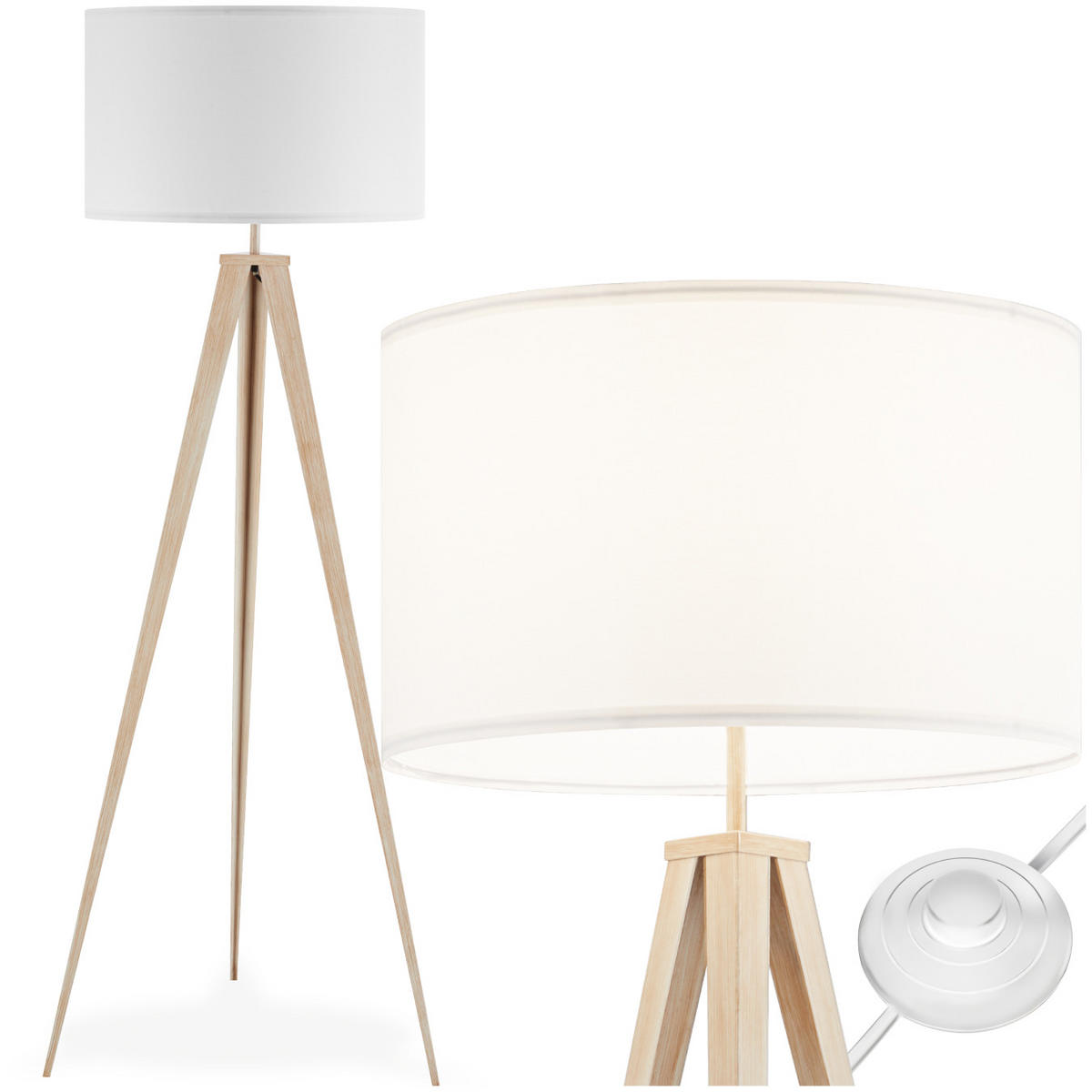 STEHLEUCHTE Lunaris,57 x 57 x 158 cm ,Eiche - Eichefarben, Kunststoff (57/57/158cm) - tectake