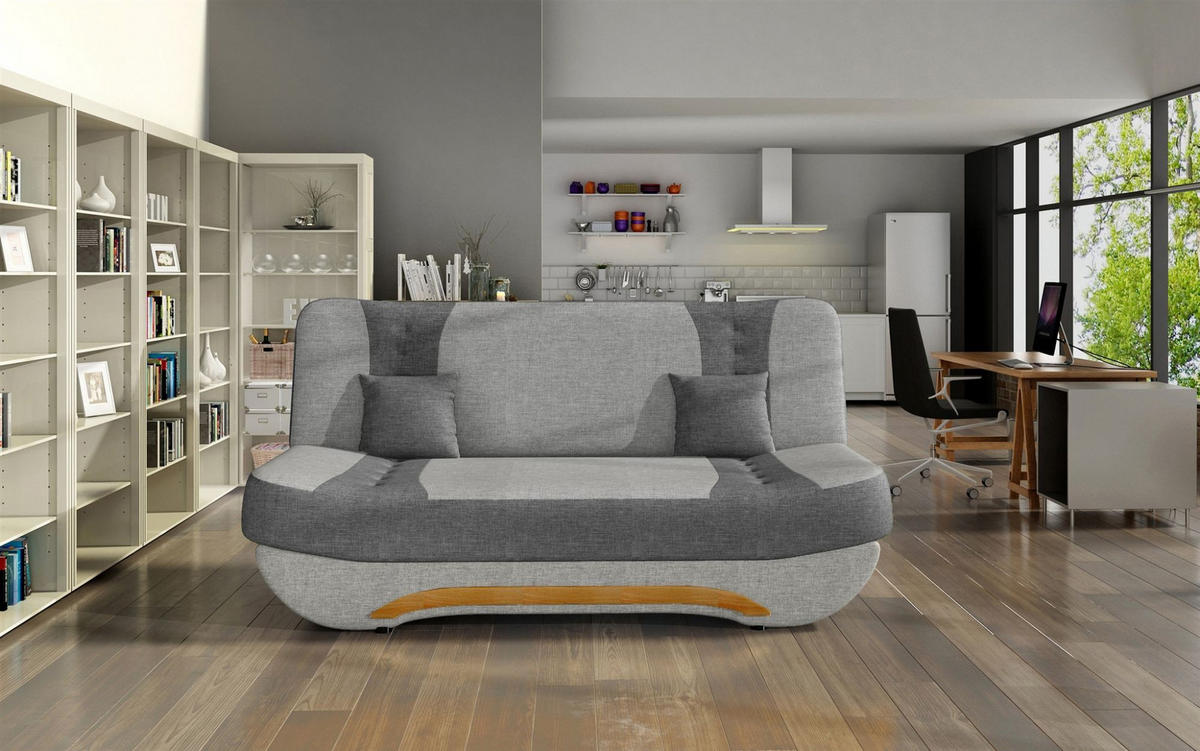SCHLAFSOFA Kandy - Hellgrau, Holzwerkstoff/Textil (189/88/90cm) - Fun Möbel