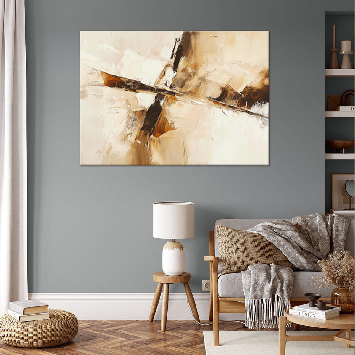 LEINWANDBILD Beige Modern Abstract - Beige, Textil (120/80cm) - Feeby