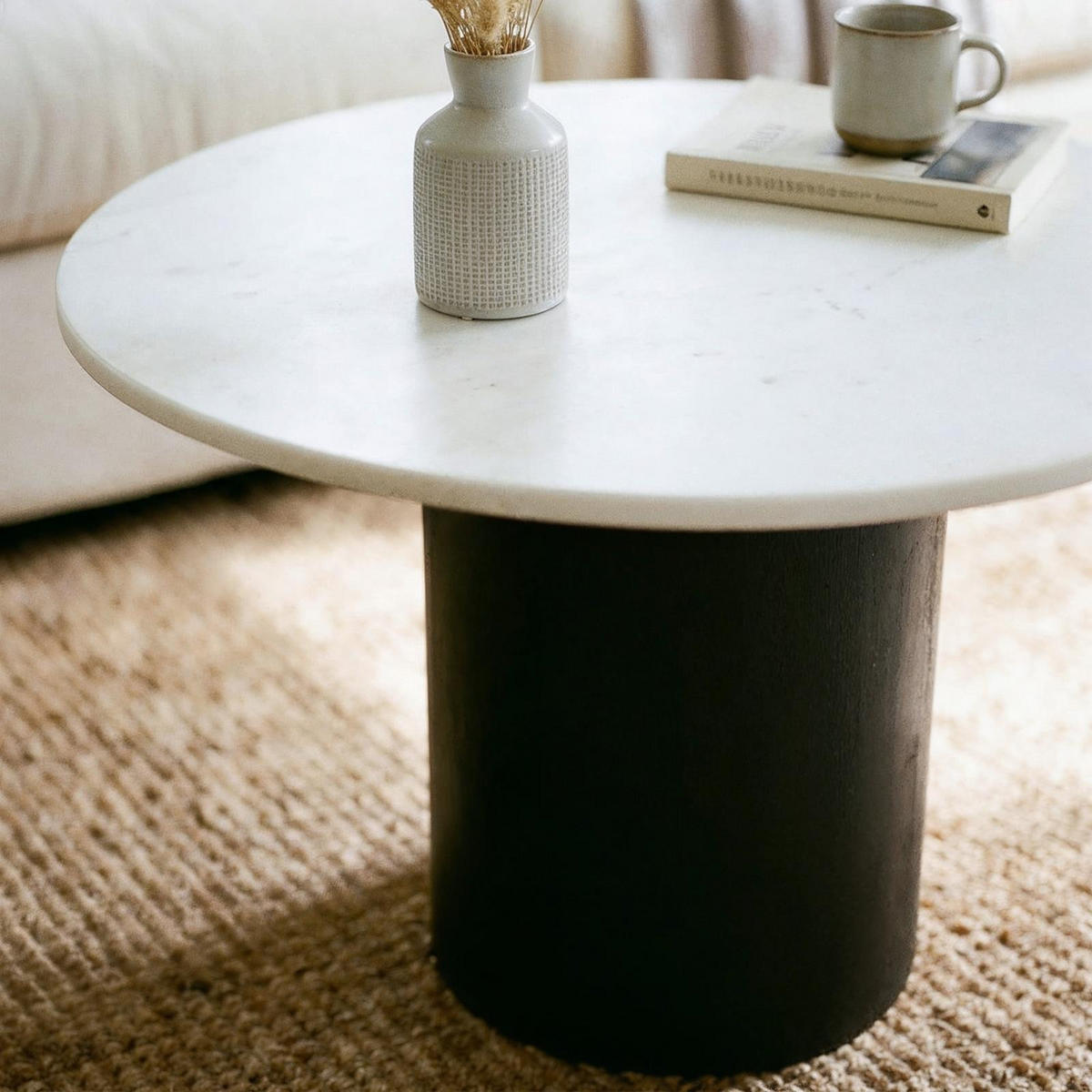 COUCHTISCH YAMUNA weiß/schwarz - Schwarz/Weiß, Naturmaterialien/Holz (60/60/42cm) - IDIMEX