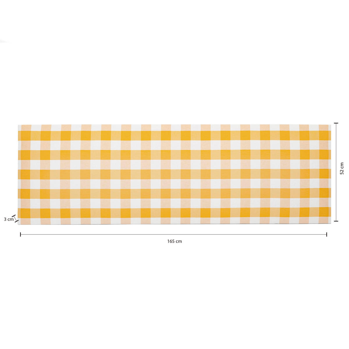 KOPFTEIL Gepolstertes Vichy-Stoff Gelb 165/52/3 cm LAREDO - Gelb, Textil (165/52/3cm) - RNT By Really Nice Things