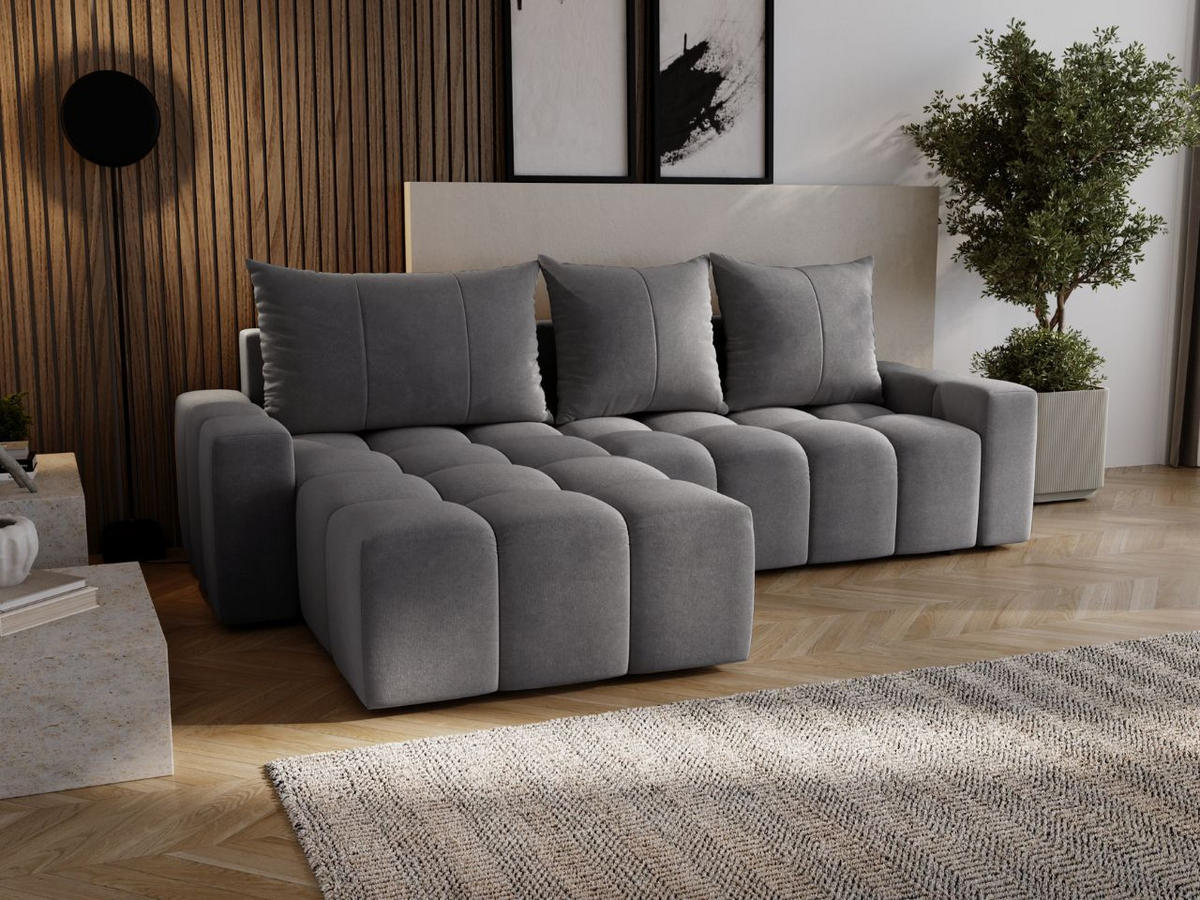 ECKSOFA Bresso Grau - Grau, Holz/Textil (255/168cm) - Graingold