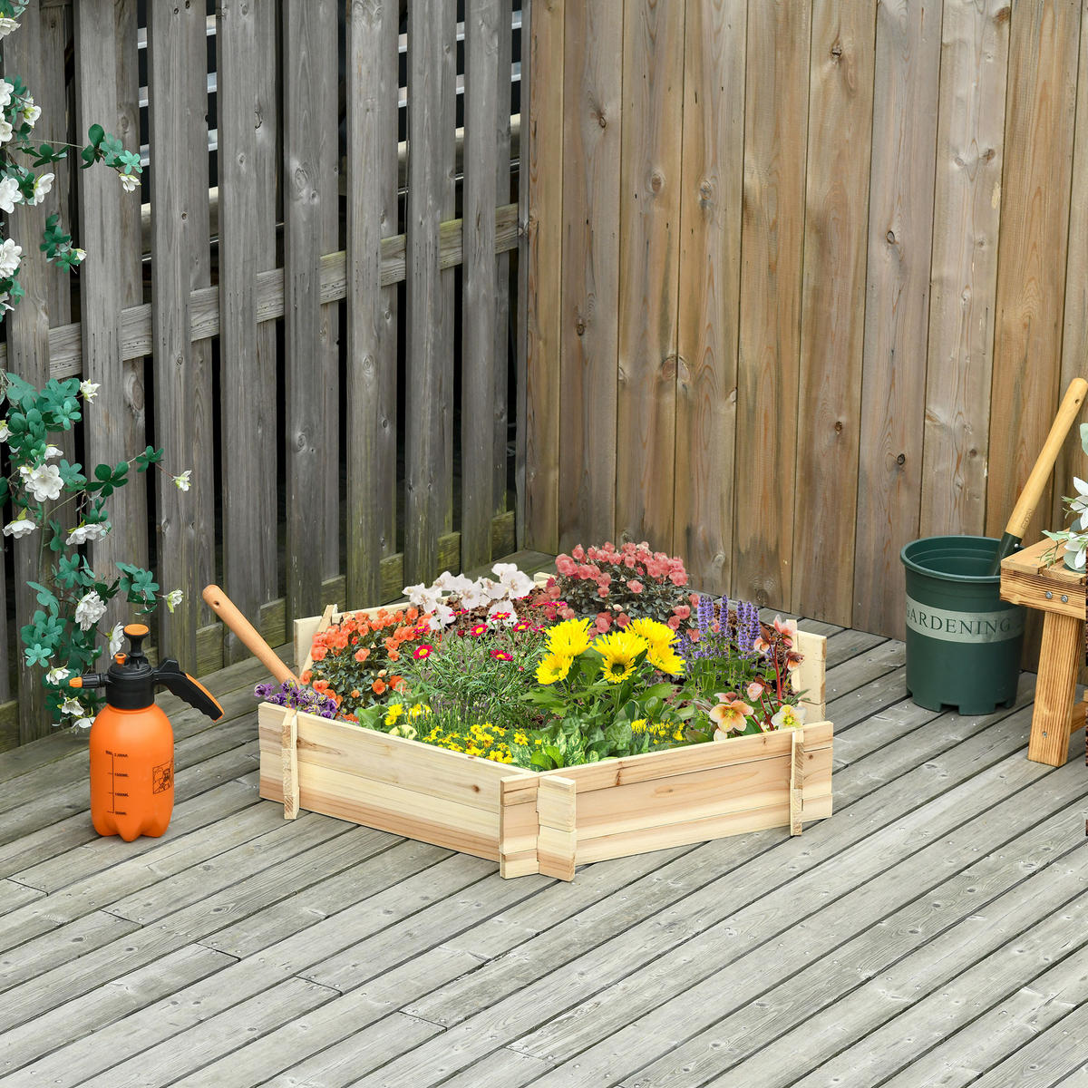 HOCHBEET, Naturfarben - Naturfarben, Holz (92/16/100cm) - Outsunny
